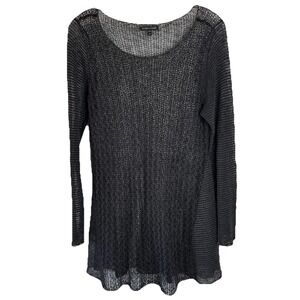 NWOT Eileen Fisher Linen Silk Open Weave Sheer Long Sleeve Tunic Blouse Medium